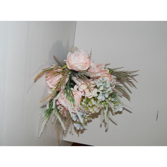 LESING Bridal Wedding Bouquet -Artificial Rose, Hydrangea, Baby's Breath Thistle - Picture 2 of 15